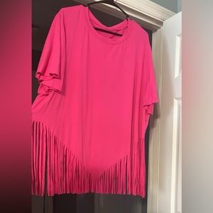 Hot pink fringe blouse